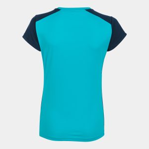 Fluorescent Turquoise Navy Blue Record Ii Short Sleeve T-Shirt