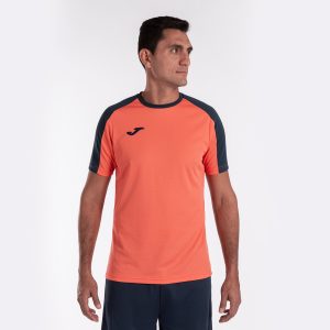 Fluorescent Orange Navy Blue Eco Championship Recycled Short Sleeve T-Shirt