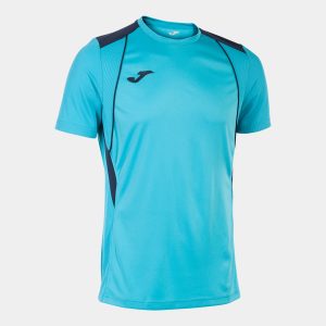 Fluorescent Turquoise Navy Blue Championship Vii Short Sleeve T-Shirt