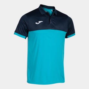 Fluorescent Turquoise Navy Blue Montreal Short Sleeve Polo