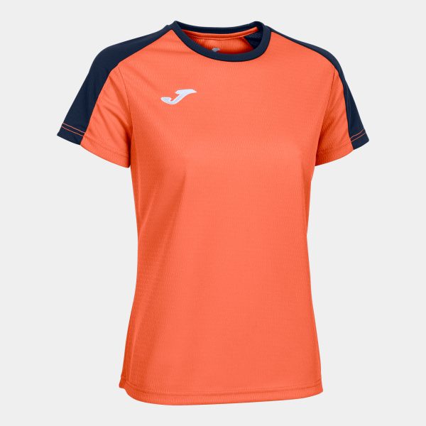 Fluorescent Orange Navy Blue Eco Championship Recycled Short Sleeve T-Shirt