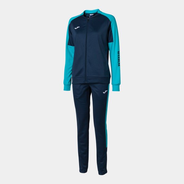 Navy Blue Fluorescent Turquoise Eco Championship Recycled Sweatsuit
