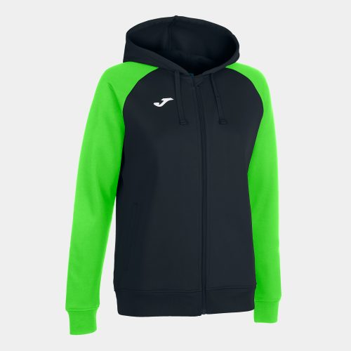 Joma Womens Academy Iv Full Zip Hoodie Black Fluorescent Green