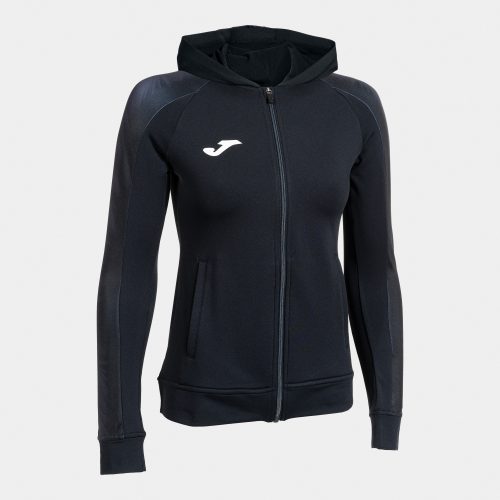 Joma Womens Elite Xi Zip-Up Hoodie Black Dark Grey
